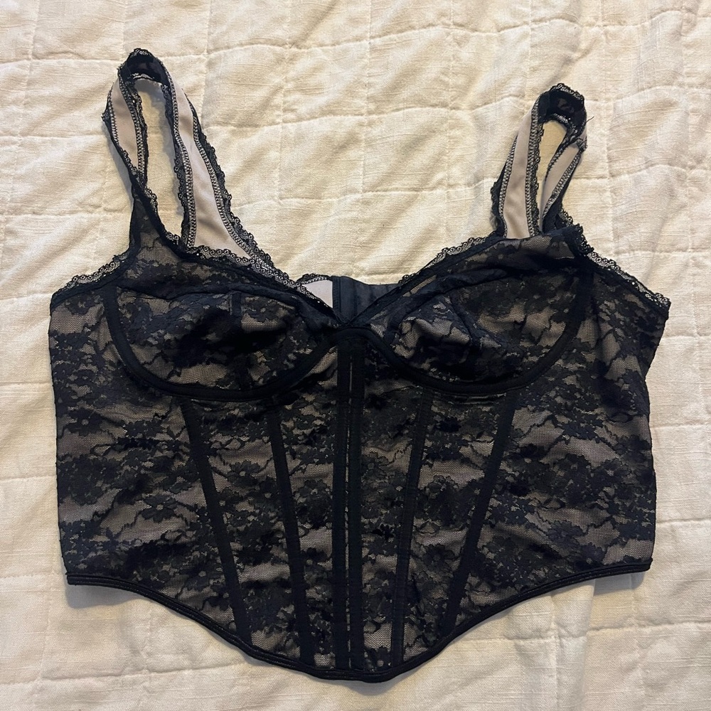SHEIN Black Lace Bustier Top